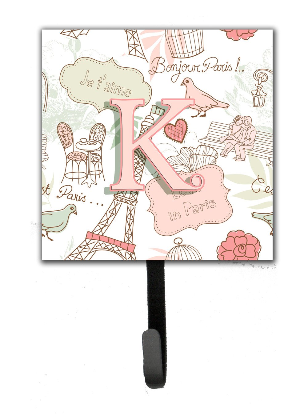 Letter K Love in Paris Pink Leash or Key Holder CJ2002-KSH4 by Caroline&#39;s Treasures