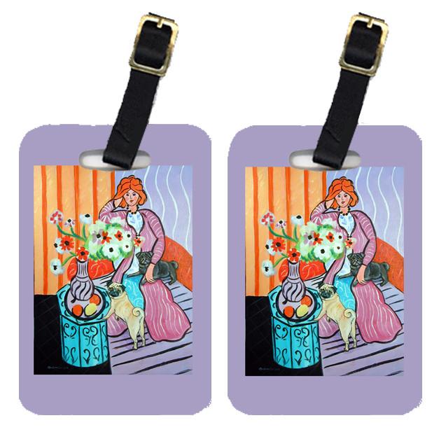 Lady with her Pug Luggage Tags Pair of 2 by Caroline's Treasures