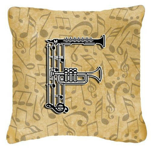 Letter F Musical Instrument Alphabet Canvas Fabric Decorative Pillow CJ2004-FPW1414 by Caroline&#39;s Treasures