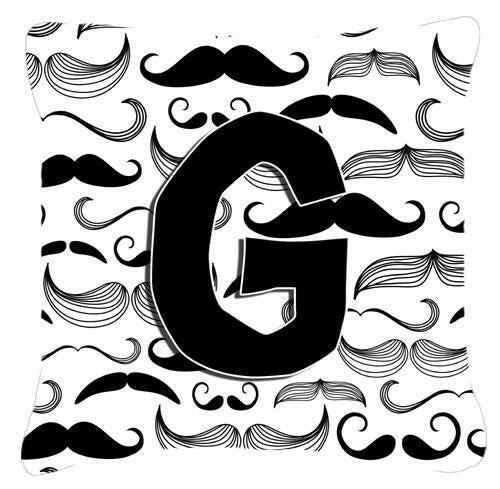 Letter G Moustache Initial Canvas Fabric Decorative Pillow CJ2009-GPW1414 by Caroline&#39;s Treasures