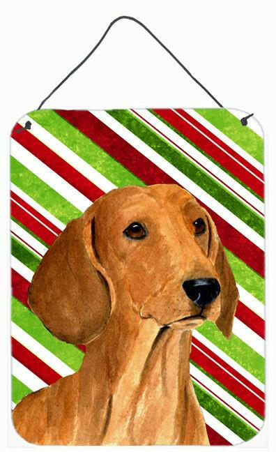 Dachshund Candy Cane Holiday Christmas Metal Wall or Door Hanging Prints by Caroline's Treasures