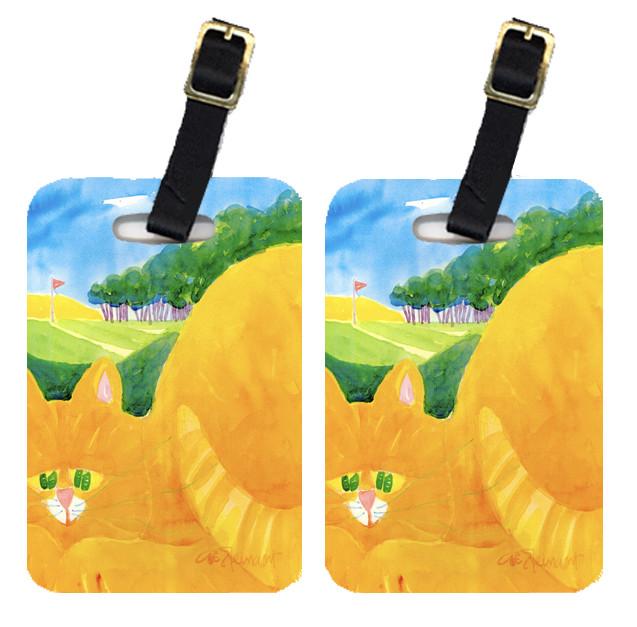 Pair of 2 Orange Tabby Cat on the Green Golfer Luggage Tags by Caroline's Treasures