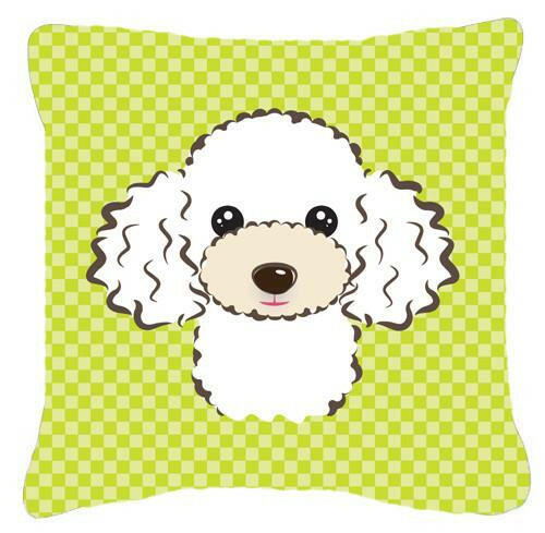 Checkerboard Lime Green White Poodle Canvas Fabric Decorative Pillow BB1319PW1414 - the-store.com