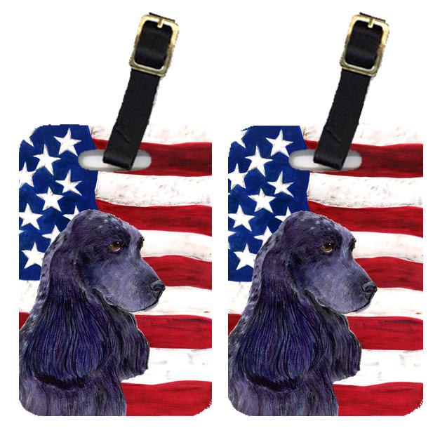 Pair of USA American Flag with Cocker Spaniel Luggage Tags SS4227BT by Caroline&#39;s Treasures