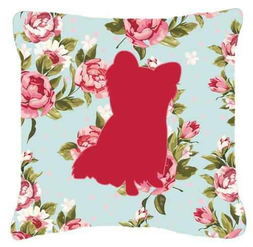Chihuahua Shabby Chic Blue Roses   Canvas Fabric Decorative Pillow BB1115 - the-store.com