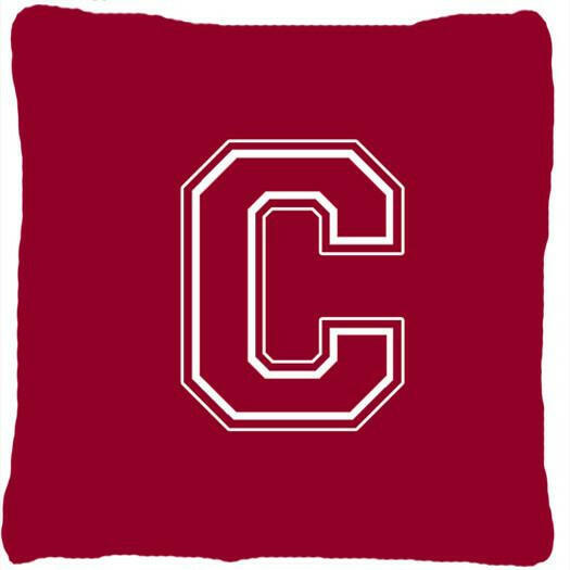 Monogram Initial C Maroon and White Decorative   Canvas Fabric Pillow CJ1032 - the-store.com