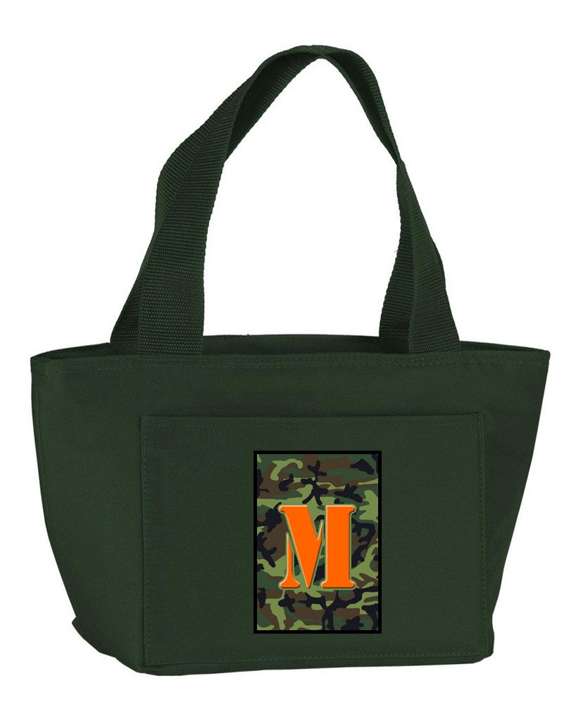 Letter M Monogram - Camo Green Zippered Insulated School Washable and Stylish Lunch Bag Cooler CJ1030-M-GN-8808 by Caroline&#39;s Treasures