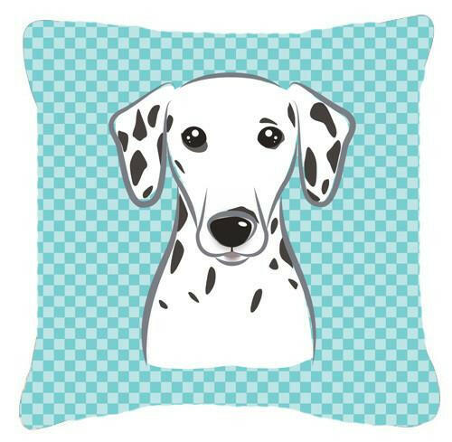 Checkerboard Blue Dalmatian Canvas Fabric Decorative Pillow BB1148PW1414 - the-store.com