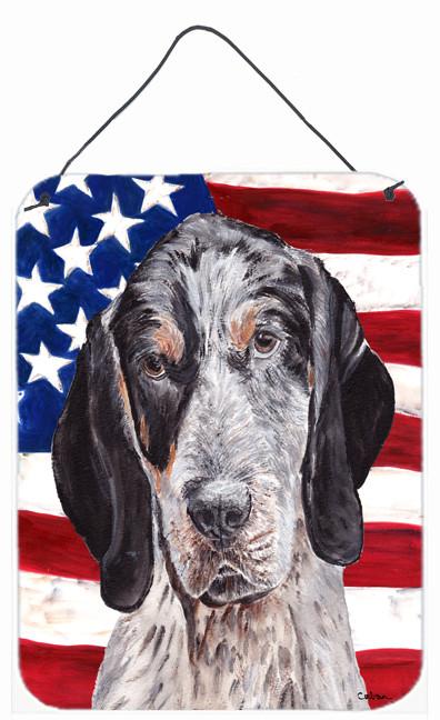 Blue Tick Coonhound with American Flag USA Wall or Door Hanging Prints SC9625DS1216 by Caroline&#39;s Treasures