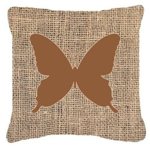 Butterfly Burlap and Brown   Canvas Fabric Decorative Pillow BB1046 - the-store.com