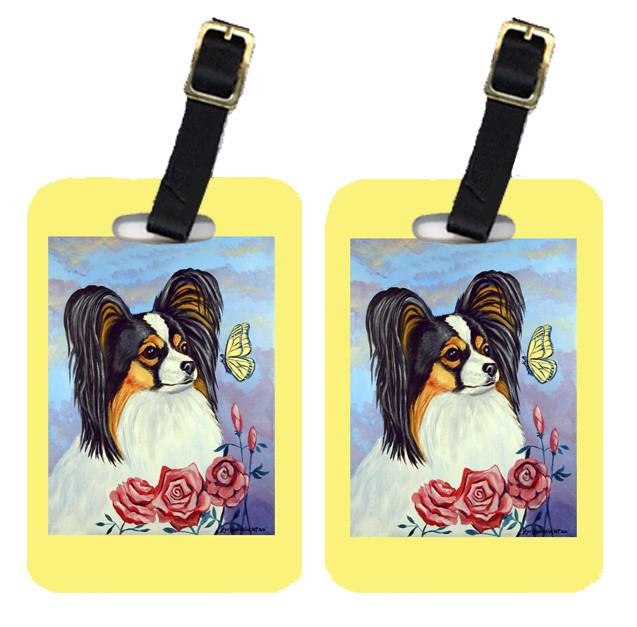 Pair of 2 Papillon with Butterfly Luggage Tags by Caroline's Treasures
