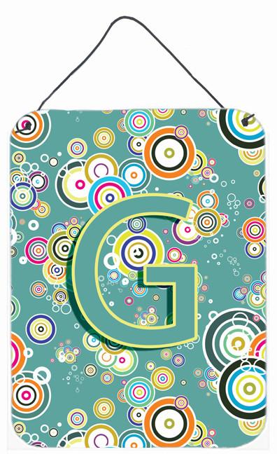 Letter G Circle Circle Teal Initial Alphabet Wall or Door Hanging Prints CJ2015-GDS1216 by Caroline's Treasures