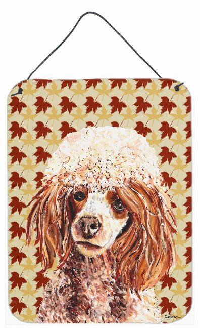 Red Miniature Poodle Fall Leaves Wall or Door Hanging Prints SC9675DS1216 by Caroline&#39;s Treasures