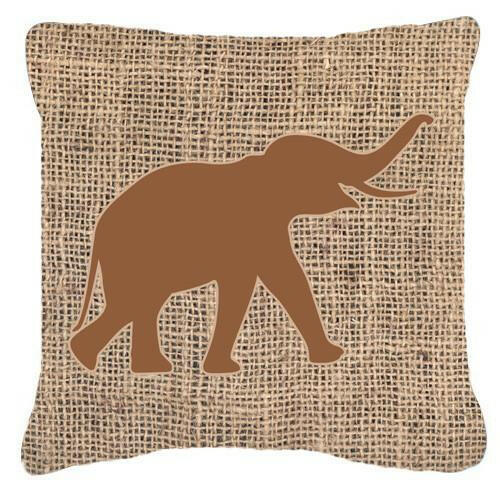 Elephant Burlap and Brown   Canvas Fabric Decorative Pillow BB1011 - the-store.com