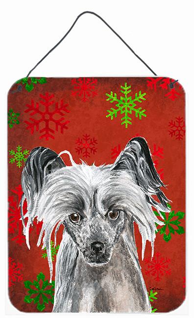 Chinese Crested Red Snowflake Christmas Wall or Door Hanging Prints by Caroline&#39;s Treasures