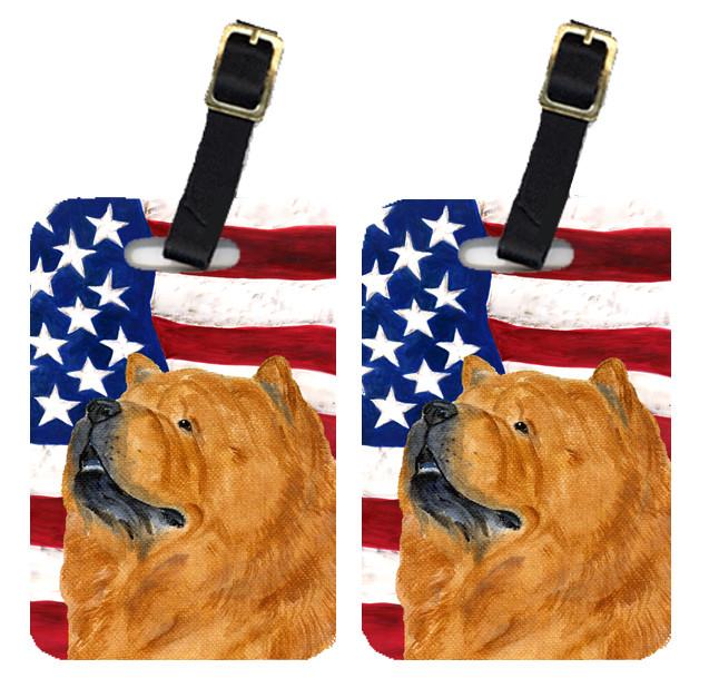 Pair of USA American Flag with Chow Chow Luggage Tags SS4029BT by Caroline&#39;s Treasures