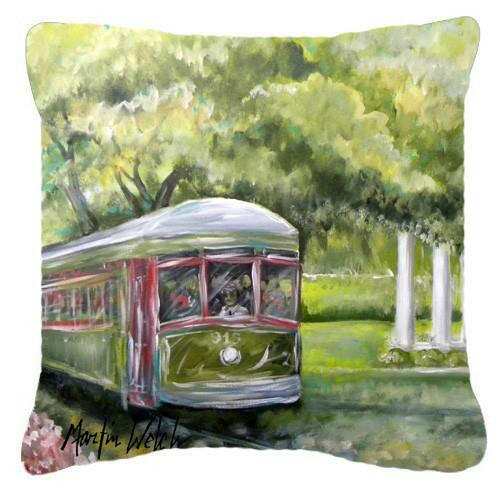 Streetcar Next Stop Audubon Park Canvas Fabric Decorative Pillow MW1091PW1414 by Caroline&#39;s Treasures