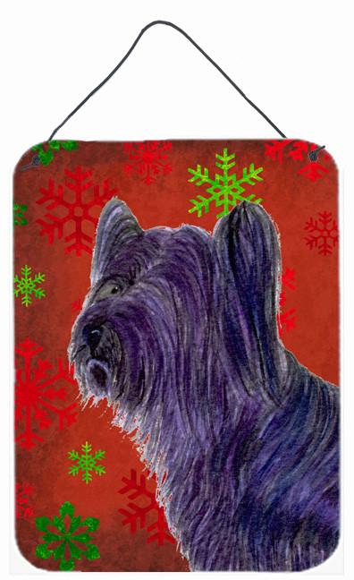 Skye Terrier Red Snowflakes Holiday Christmas Wall or Door Hanging Prints by Caroline's Treasures