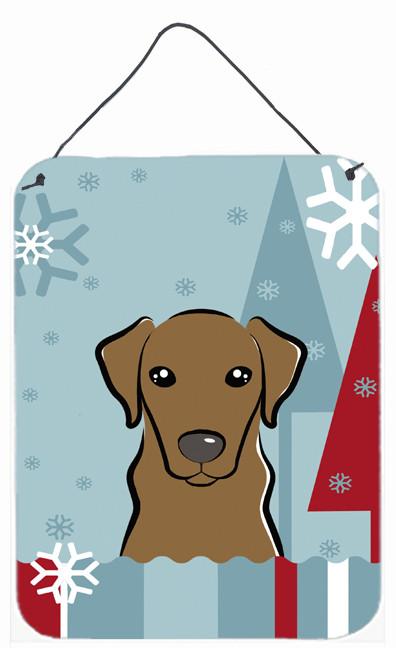 Winter Holiday Chocolate Labrador Wall or Door Hanging Prints BB1730DS1216 by Caroline's Treasures