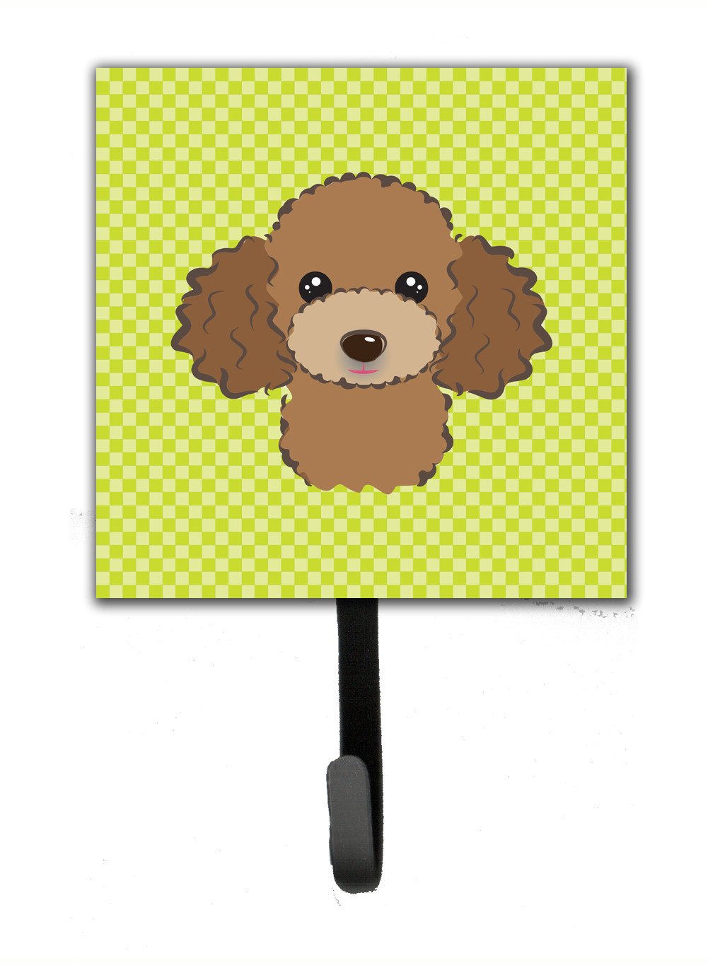 Checkerboard Lime Green Chocolate Brown Poodle Leash or Key Holder BB1318SH4 by Caroline&#39;s Treasures