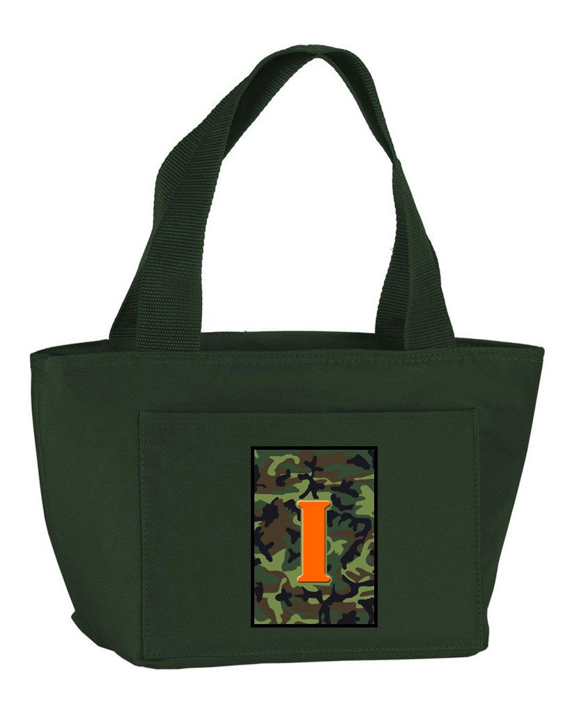 Letter I Monogram - Camo Green Zippered Insulated School Washable and Stylish Lunch Bag Cooler CJ1030-I-GN-8808 by Caroline's Treasures