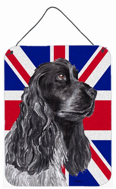 Black Cocker Spaniel with Engish Union Jack British Flag Wall or Door Hanging Prints SC9868DS1216 by Caroline's Treasures