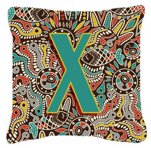 Letter X Retro Tribal Alphabet Initial Canvas Fabric Decorative Pillow CJ2013-XPW1414 by Caroline's Treasures