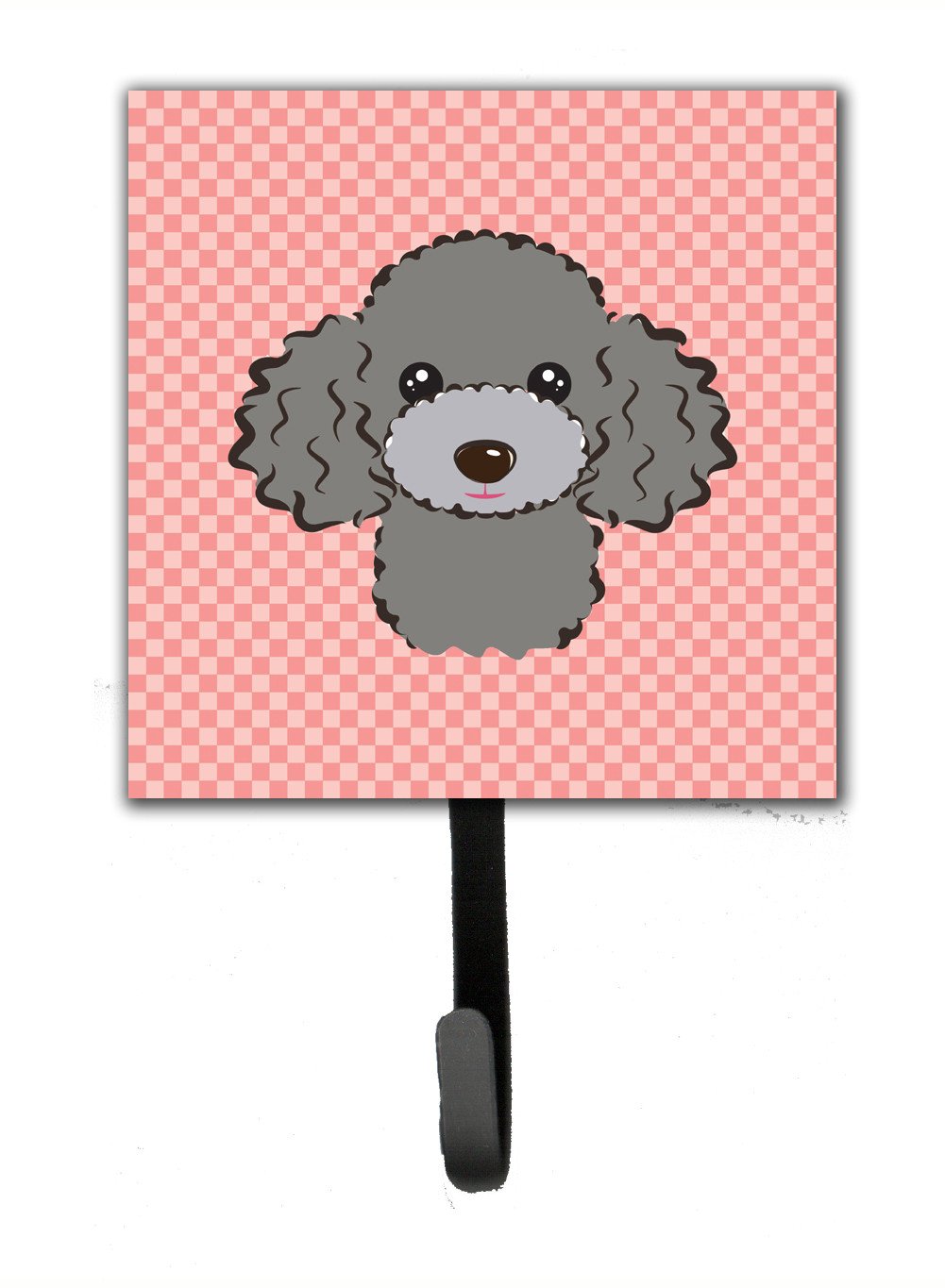 Checkerboard Pink Silver Gray Poodle Leash or Key Holder BB1259SH4 by Caroline&#39;s Treasures