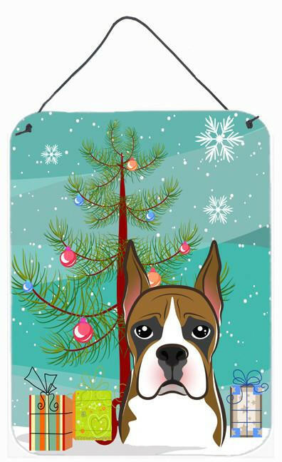 Christmas Tree and Boxer Wall or Door Hanging Prints BB1595DS1216 by Caroline&#39;s Treasures