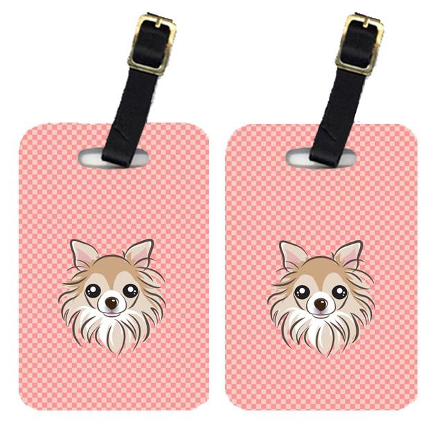 Pair of Checkerboard Pink Chihuahua Luggage Tags BB1251BT by Caroline&#39;s Treasures
