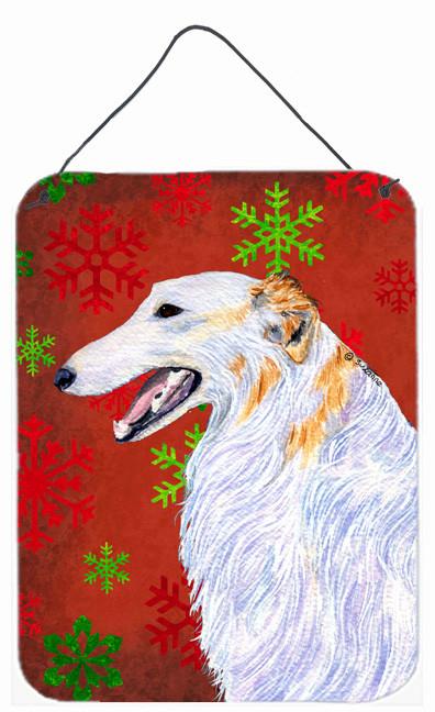 Borzoi Red and Green Snowflakes Holiday Christmas Wall or Door Hanging Prints by Caroline&#39;s Treasures