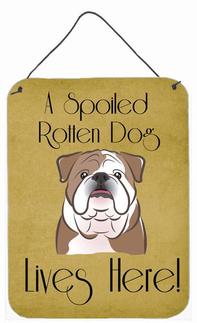 English Bulldog  Spoiled Dog Lives Here Wall or Door Hanging Prints BB1467DS1216 by Caroline's Treasures