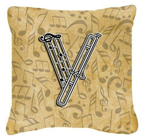 Letter V Musical Instrument Alphabet Canvas Fabric Decorative Pillow CJ2004-VPW1414 by Caroline&#39;s Treasures