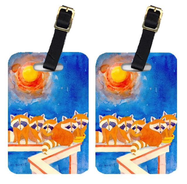 Pair of 2 Raccoons on the porch Luggage Tags by Caroline&#39;s Treasures