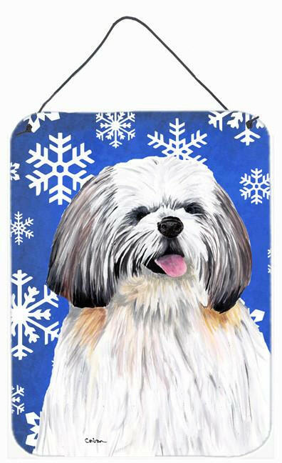 Caroline's Treasures Shih Tzu Winter Snowflakes Holiday Aluminium Metal Wall or Door Hanging Prints