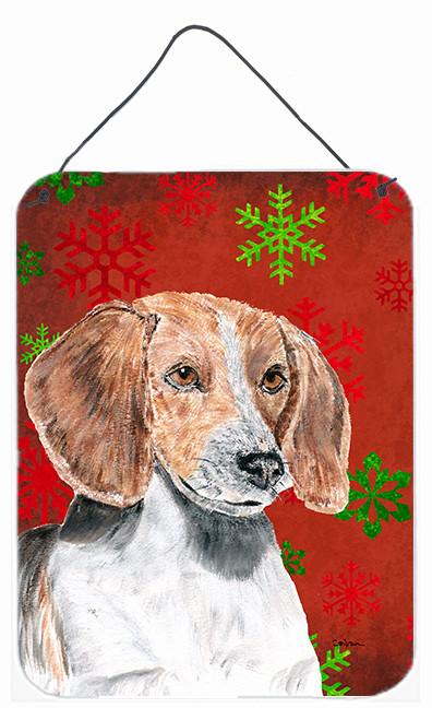 English Foxhound Red Snowflake Christmas Wall or Door Hanging Prints by Caroline&#39;s Treasures