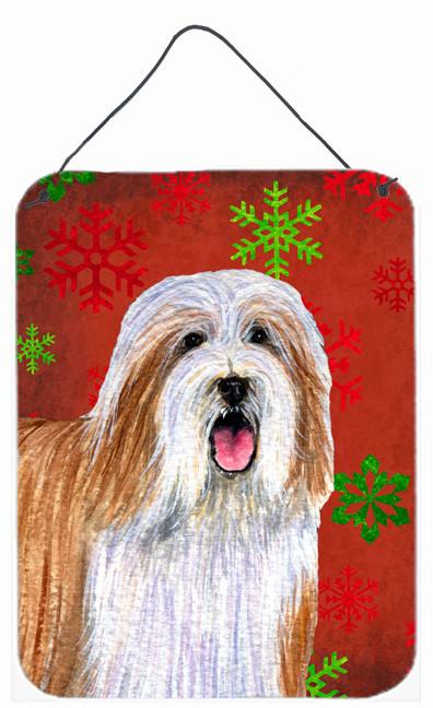 Bearded Collie Red Snowflakes Holiday Christmas Wall or Door Hanging Prints by Caroline's Treasures