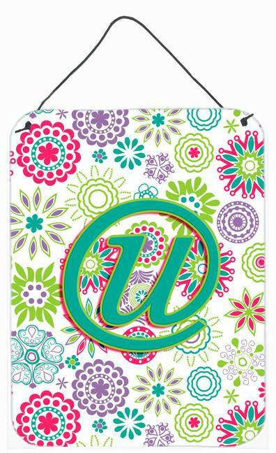 Caroline's Treasures Letter U Flowers Pink Teal Green Initial Wall or Door Hanging Prints CJ2011-UDS1216