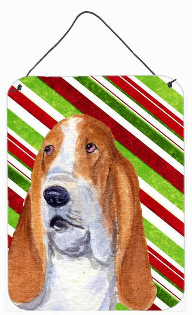 Basset Hound Candy Cane Holiday Christmas Wall or Door Hanging Prints by Caroline&#39;s Treasures