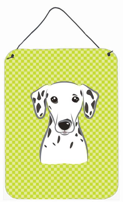 Checkerboard Lime Green Dalmatian Wall or Door Hanging Prints BB1272DS1216 by Caroline&#39;s Treasures