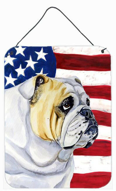USA American Flag with English Bulldog Wall or Door Hanging Prints by Caroline&#39;s Treasures
