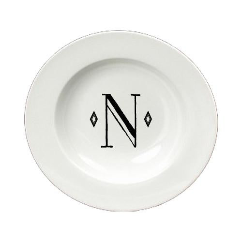 Letter N Initial Monogram Retro Round Ceramic White Soup Bowl CJ1058-N-SBW-825 by Caroline&#39;s Treasures