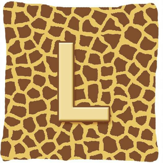 Monogram Initial L Giraffe Decorative   Canvas Fabric Pillow CJ1025 - the-store.com