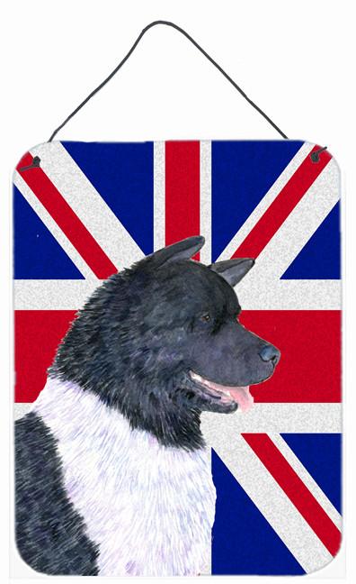 Akita with English Union Jack British Flag Wall or Door Hanging Prints SS4963DS1216 by Caroline's Treasures