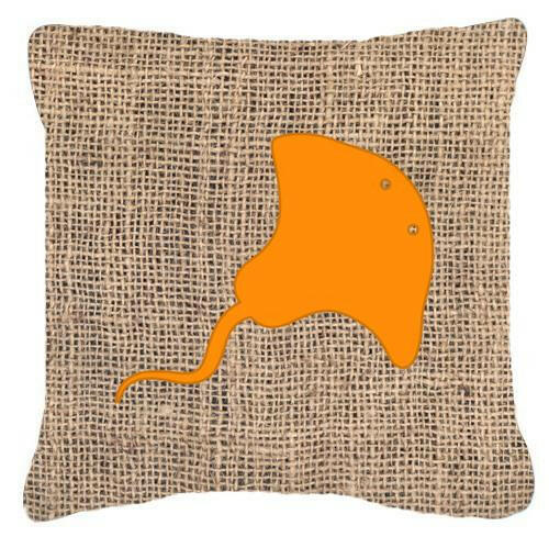 Stingray Burlap and Orange   Canvas Fabric Decorative Pillow BB1095 - the-store.com