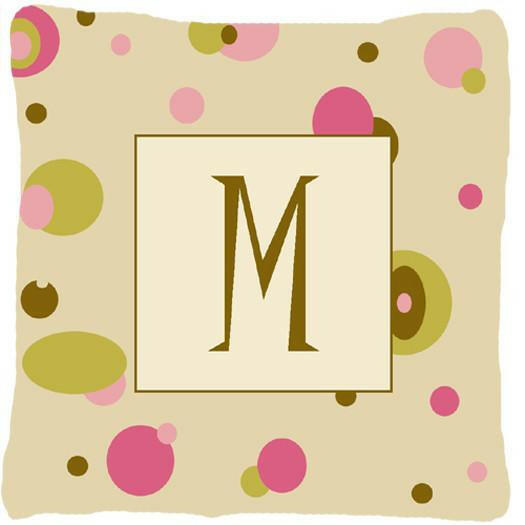 Letter M Initial Monogram - Tan Dots Decorative   Canvas Fabric Pillow - the-store.com