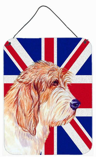 Caroline's Treasures Petit Basset Griffon Vendeen PBGV with English Union Jack British Flag Wall or Door Hanging Prints LH9496DS1216