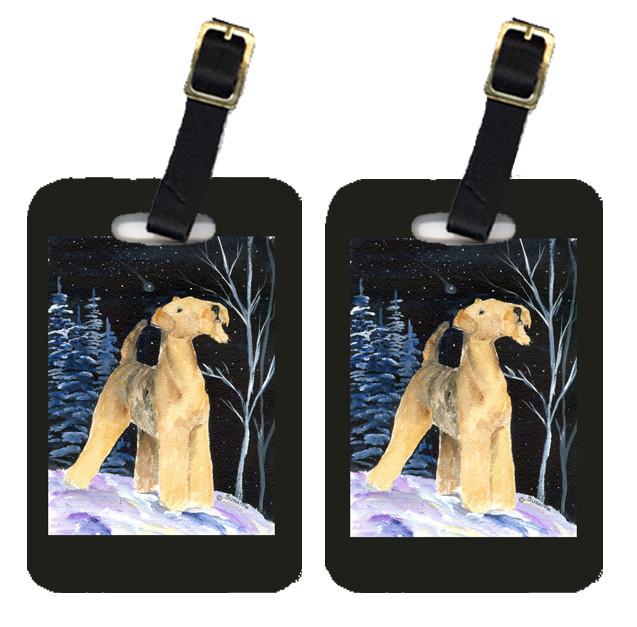 Starry Night Airedale Luggage Tags Pair of 2 by Caroline&#39;s Treasures