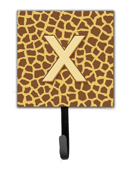 Letter X Initial Monogram - Giraffe Leash Holder or Key Hook by Caroline's Treasures