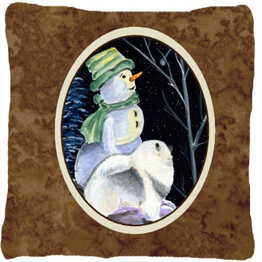 Snowman with Keeshond Decorative   Canvas Fabric Pillow by Caroline's Treasures